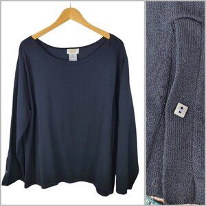 Talbots Pullover Knit Top Plus Size 2X Black Casual Thick Travel Knit Womens